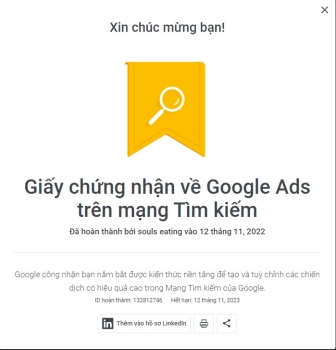 Chứng chỉ Google Ads Search